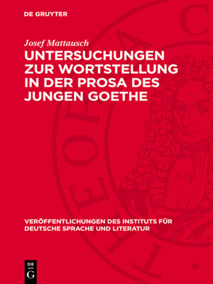 cover image of Untersuchungen zur Wortstellung in der Prosa des Jungen Goethe